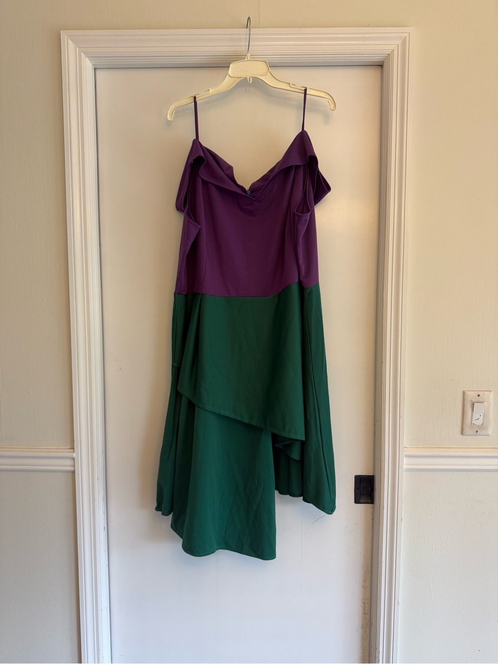 Purple and Green Spaghetti Strap Layered Dress